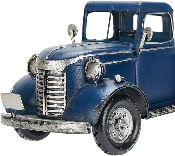 SOFFEE DESIGN 12in Collectible-Vehicles Classic Truck, Pick-up Model Iron Decorations, Collectible Figurine Desktop Car Wine Holder for Home Decor, Dark Blue