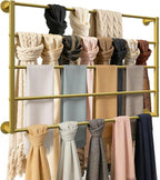 Wall Mounted Scarf Rack, Ties Silk Scarves Towels Storage Multifunctional Metal Rack, Space-Saving Wrapping Paper Organizer Ribbon Holder Wall Display Rack for Flower Shops