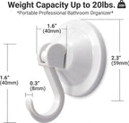 Strong Suction Cup Wreath Hanger for Front Glass Door - 20lb Duty Vacuum Hooks for Window & Bathroom - Damage-Free, Reusable Outdoor Christmas Wreath Holder for Holiday Decor, 2-Pack (White)