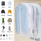 Clear Garment Bags for Hanging Clothes, Set of 12 Suit Bags Dust-Resistant Clothes Cover Bags PEVA Breathable Clothes Protectors with Full Zipper for Closet Storage, 24” x 40”/47”/55”
