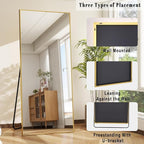 BEAUTYPEAK Full Length Mirror, 58"x14" Standing Hanging or Leaning Against Wall Floor Mirrors Body Dressing Wall-Mounted for Living Room, Bedroom with Aluminum Alloy Thin Frame, Gold