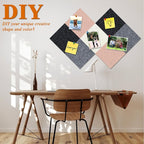 Square Felt Cork Bulletin Board Tiles, Self Adhesive DIY Felt Pin Board for Wall 30" x 20" with 35 Pushpins for Office School Home Wall Decor Stickers Memos Photos Display (Camel & Grey)