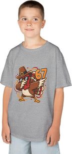 Dabbing Turkey 67 Funny Thanksgiving Pilgrim Kids Boys Girls Cool Swag Retro Fall Football Feast