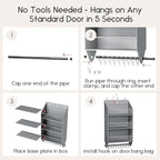 Over the Door Hat Rack - 3-Layer Design Hat Organizer Holds 30-36 Hats with 10 Hooks, Ideal Hat Rack for Door, Over the Door Organizer for Closet, Apartment, Bedroom, Dorm, 2 Pack, Grey