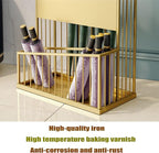 2 Tier Metal Umbrella Stand Umbrella Holder, Large-Capacity Commercial Umbrella Stand Umbrella Holder for Hotel Offices, Entrance Umbrella Organizer (Color : Gold, Size : 36x25x50cm)