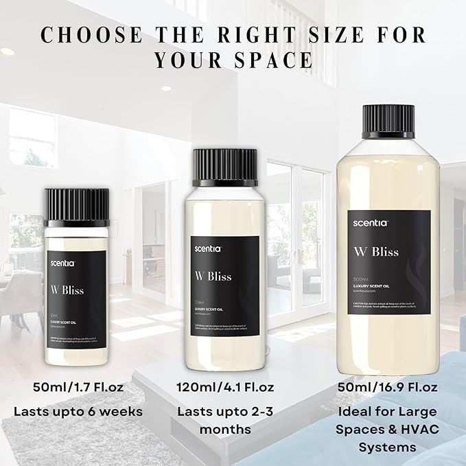 Scentia W Bliss Hotel Diffuser Oil - 120 mL 4.06 fl oz - Aromatherapy Fragrance Inspired by 5-Star Hotels - Thanksgiving & Holiday Gift | Notes of Bergamot, Lemongrass, Jasmine
