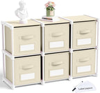 Geelin 6 Cube Storage Organizer with Fabric Bins and Labels 11 Inch, Fabric Collapsible Cubby Clothes Storage Drawer Dresser for Bedroom Living Room Office Organization