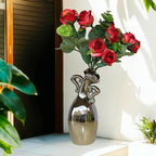 Unique Vases for Flowers，7 Inch Silver Small Diameter Vase, A Novel Decoration for The Dining Table, Living Room, Bookshelf and Office, A for Flower Lovers