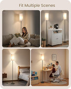 Set of 2 Floor Lamps for Living Room, Modern Tall Standing Lamps with Foot Switches, Bulb Not Included, 64.6'', for Living Room, Bedroom, Kids Room, ETL Listed, Beige and Black E07LDP205W1