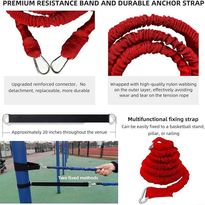 Speed Training Equipment, Resistance Bungee Band Multi-Sport Exercise Set Improve Focus Explosive Agility Power Strength Vertical Jumping Basketball Tennis Football Volleyball