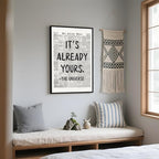 Framed Black And White Retro Newspaper Wall Art ItS Already Yours Universe Quote Poster Trendy Positive Inspirational Wall Decor for Bedroom Office Apartment Dorm Affirmation Canvas Print 12x16inch