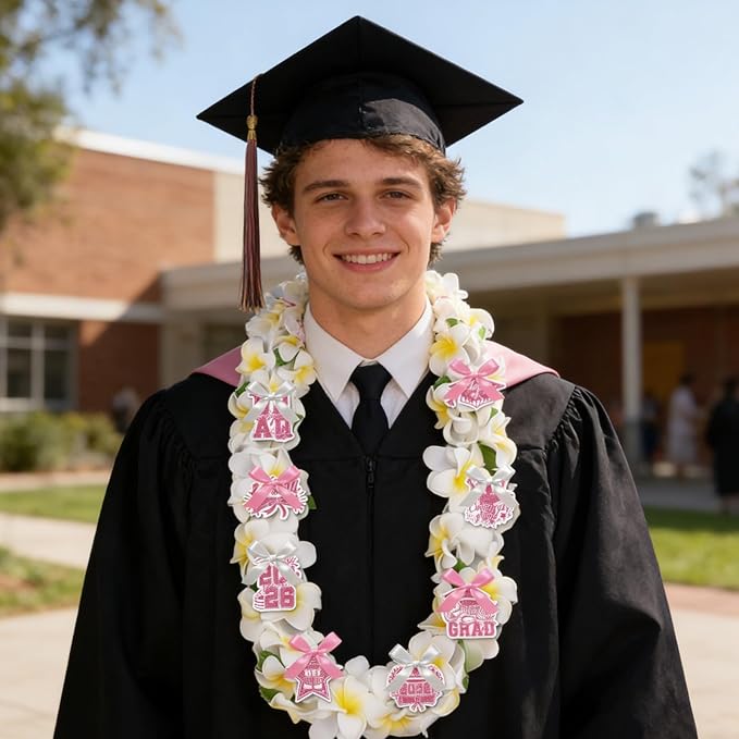 Leis for Graduation 2026, Artificial Flower Wreath with Cards Graduation Lays Gifts, Congrats Grad for High School