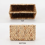 YAHUAN Natural Wicker Magazine Rack Water Hyacinth Divided Magazine Basket Magazine Newspaper Book Holder for Bathroom, Office, Floor