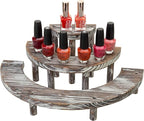 MyGift 3 Tier Rustic Dessert Stand, Torched Wood Semicircle Cupcake Display Risers