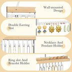 Large Rotating Hanging Jewelry Organizer, 5-Tier Wall Mounted Earring Holder for 180 Pairs, Jewelry Rack for Earrings, Necklaces, Bracelets & Rings, Necklaces, Bracelets & Rings, for Girls, White