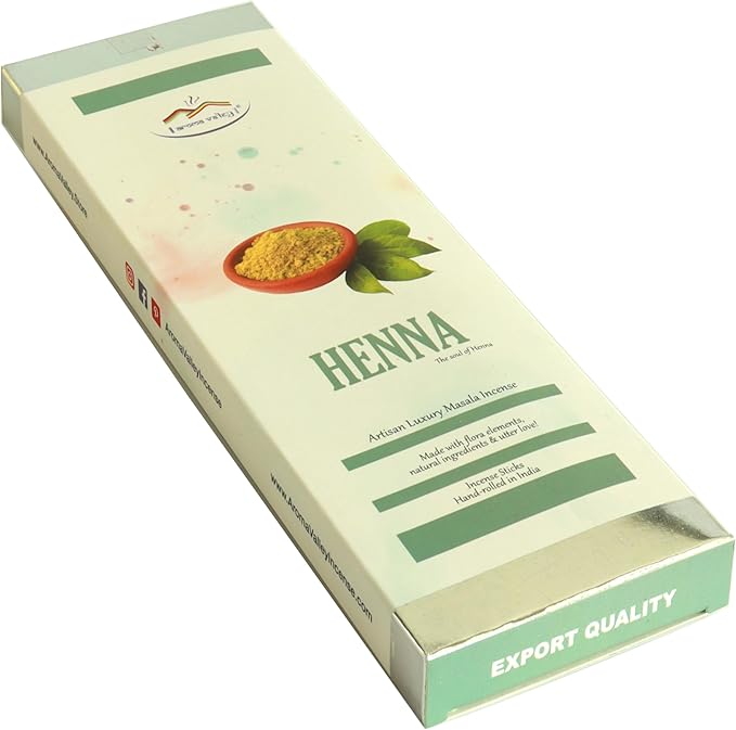 Henna Incense Sticks - Artisan Luxury Masala Incense - Handrolled Long-Burning Incense 18+ Sticks