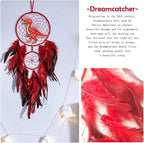 Handmade Dream Catcher, Animal Design Feather Dream Catchers Wall Decoration, Art Craft Feather Wall Decor for Home, Gift for Girls Kids Women (Red)