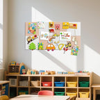 TSJOFFICE Large Cork Board for Wall - 48" x 24" Bulletin Board with 30 Pushpins for Office Decor, Pin Board 8 Pack Felt Tiles with Safe Removable Adhesive Tabs, Corkboard for Home - Cinnamon & White