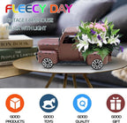Metal Truck Decor with Handcrafted Flowers Tree, Vintage Farm Pickup Farmhouse Tabletop Tiered Tray Decor, Rustic Farmhouse Decor for Table Top Decor Home Kitchen(Wine Red)