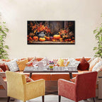 Orange Pumpkin Canvas Wall Art Kitchen Wall Decor Farmhouse Dining Room Pictures Halloween Painting Autumn Flowers Canvas Prints Rustic Fall Harvest Theme Posters Artwork Home Decorations 20x40"