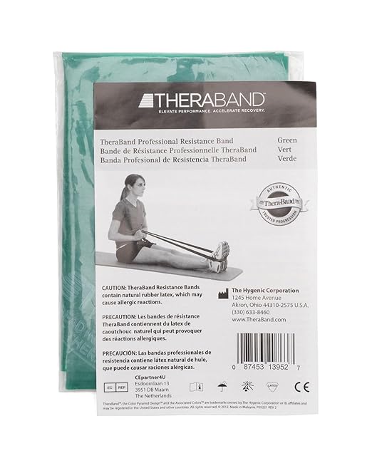 THERABAND Professional Latex Resistance Bands, Individual 6 Ft Elastic Band for Upper & Lower Body Exercise, Physical Therapy, Pilates, At-Home Workouts, 6 Foot, Green, Heavy, Level 4