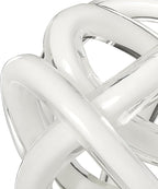 Torre & Tagus Orbit Hand Blown Glass Infinity Knot Sculpture - 3 Inch Glass Art White Knot Decor Ball for Home Decor, Small Centerpiece Table Decoration for Home Interior (Solid White)