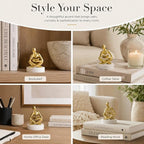Gold Accent Bookshelf Decor Thinker Statue, Abstract Reading Figurine Style A, Resin Decorative Bookend for Coffee Table, Shelf, Office, Library