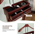 Wooden Valet Stand Clothes with Contour Hanger, Trouser Bar, Shoe Shelf, Suit Rack with Drawer&Tray, Garment Organizer Rack Storage for Keys, Watches, Wallet, Jewelry, Accessory Organizer