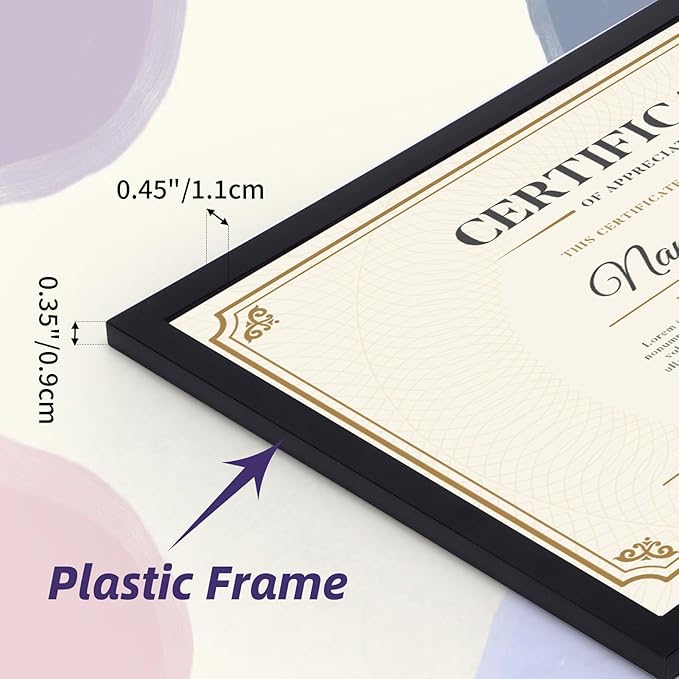 8.5x11 Black Picture Frames Set of 12, 8.5 by 11 Picture Frame for Award Certificate and Diploma Display on Wall or Tabletop