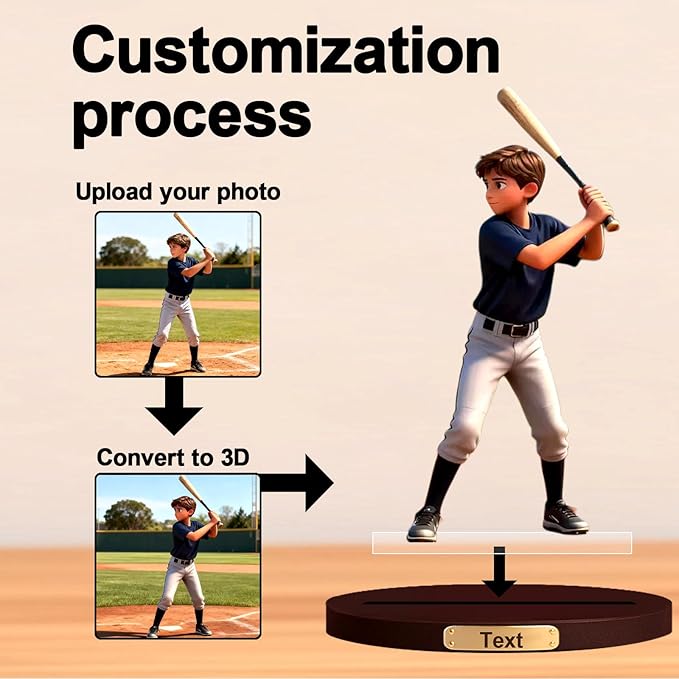 Personalized 3d Effect Baseball Player Cartoon Photo Figurine Customized Desktop Decoration For Home Office Bedside Table Decoration,Giving Christmas Desktop Decoration To Fathers,Sons,And Baseball Enthusiasts (Baseball cartoon)