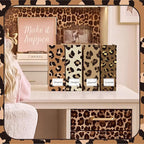 AmazingSpark Set of 4 Leopard Print Magazine Holder Decorative Foldable Magazine Storage Boxes with Acrylic Label Holders Coquettish Boho Organizer for Office Home Organization Storage