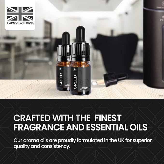 Greed Diffuser Oil | Perfume Diffuser Oil Refill | 10ml Oil Diffuser Essential Oils | Versatile and Mess-Free | Long-Lasting Essential Oils for Humidifiers for Spa, Home, and Office by Perfa