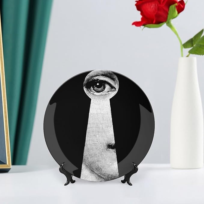 Lina Cavalieri Plate, Wall Decorative Plate, Mysterious Face Plate Wall Hanging Decoration,Including Bracket And Special Spring HooK,style-14,7inch
