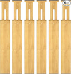 Bamboo Drawer Dividers,17-22" Adjustable Kitchen Drawer Organizer for Clothes,6 Pack Expandable Drawer Organization Separators for Bedroom,Bathroom,Dresser and Office,Natural
