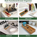 Bamboo Drawer Organizer 8"*4"*2", Bamboo Storage Box for Clothes, Dresser Makeup, Kitchen Utensil, Office Supplies