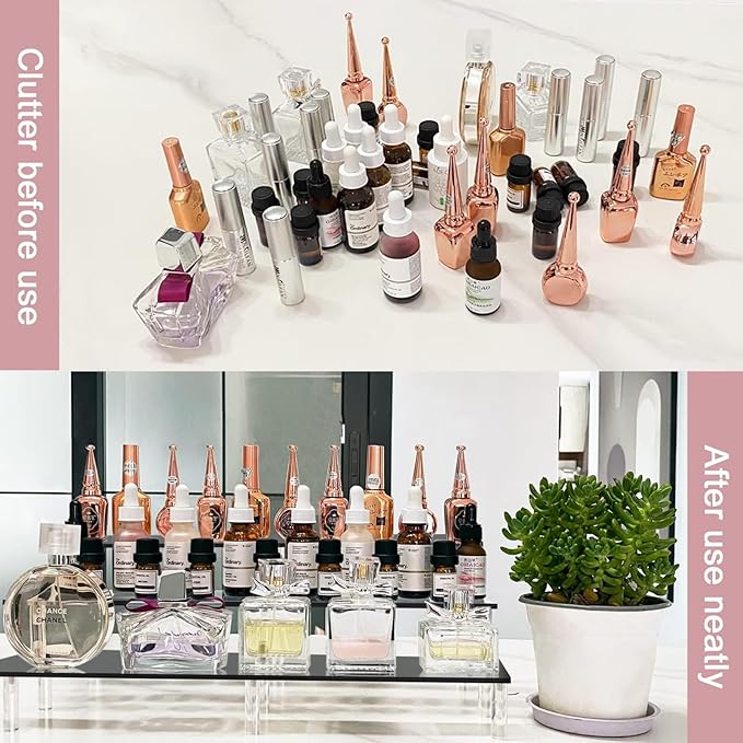 AZEAM 2 Packs 15 3/4 inch Acrylic Riser Display Stand Shelf Clear 3 Tier Display Shelves Compatible with Figures Cupcake Stand Food Dessert Holder