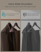 SONGMICS Extra Wide Wooden Suit Hangers, Set of 10 Clothes Hangers, Swivel Hooks, Non-Slip Bars, for Outfits, Suits, Coats, Shirts, Dresses, Mahogany UCRW050MZ01