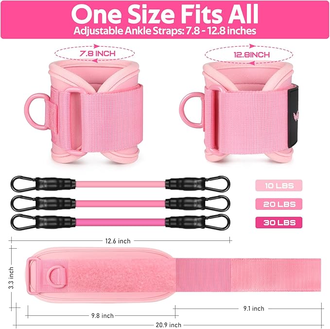 Ankle Resistance Bands with Cuffs, Ankle Bands for Working Out, Ankle Resistance Band for Legs and Glutes Workout Equipment, Butt Exercise Equipment for Women