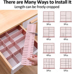 TWUTGAYW 14.5 in Pink DIY Grid Drawer Organizer for Socks, 8PC Adjustable Plastic Storage Drawers Divider, Drawer Organizer Grid Dividers, Pink Drawer Partitions for Tie, Bras, Underwear, Makeup