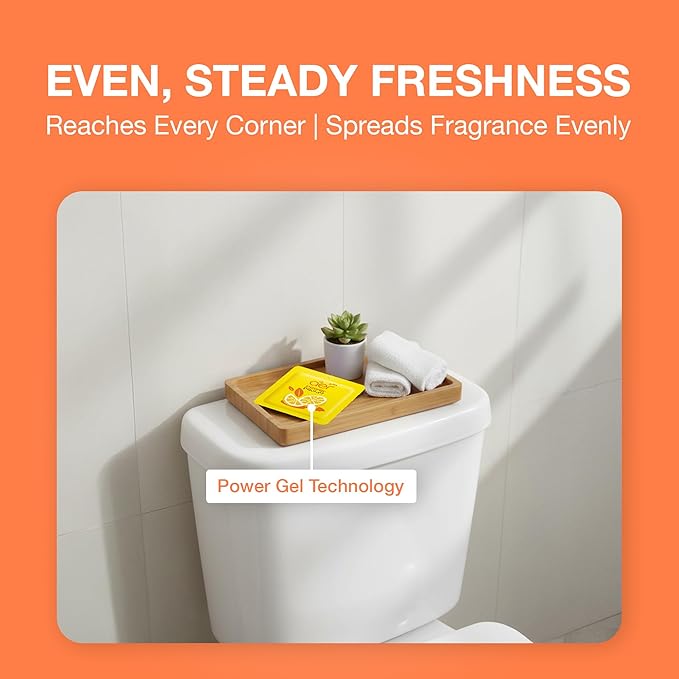 Godrej Ezee Aer Power Pocket Bright Tangy Delight Bathroom Fragrance 10 g, 6-Pack, Yellow