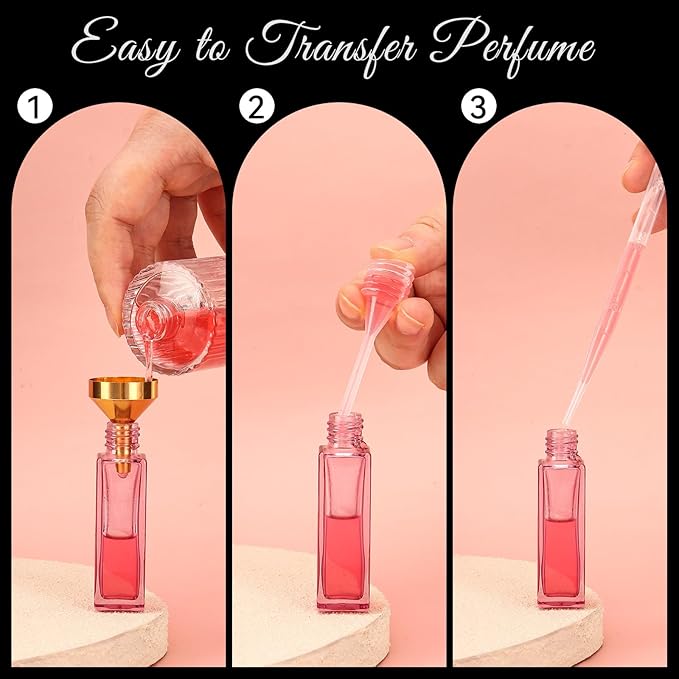 10pcs Perfume Refill Tool Kit,Plastic Perfume Dispenser Transfer Tools,Travel Refill Tool Set for Liquid Cologne Fragrance Sample Essential Oils (Golden, 5ml/10pcs)