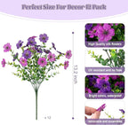 Artificial Fake Mums Flowers for Outdoor Spring Decor, 12 Bundles Faux Flowers Plants Silk Daisy for Planter Pot Colorful UV Resistant Look Real for Front Door Porch Patio Outside Yard(Light Purple)