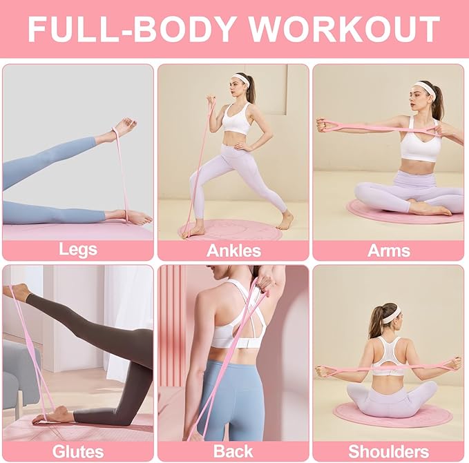 Figure 8 Resistance Band: Resistance Bands with Handles for Working Out - 8 Shaped Resistance Bands for Women - Exercise Bands for Arms - Fullbody Yoga Pulling Rope