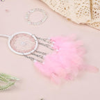 Pretty Jolly Crystal Stone Small Dream Catchers Pink Feathers Mini Dreamcatchers with Beads for Car Rear View Mirror Hanging Decoration Good Luck Travel Charm Little Bedroom Ornaments for Women Girls