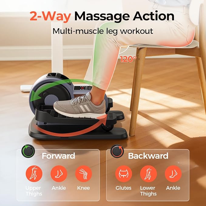 Under Desk Elliptical Exercise Machine, Electric Elliptical for Seniors with 10 Level Adjustable Resistance & Speeds, Quiet Portable Elliptical Machine with Remote for Home Office