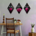 3 Pcs Pink Wall Decor Pink Rose Bathroom Decor Farmhouse Bedroom decor Inspirational Wood Office Wall Art with Accept Let Go Have Faith Sign for Girl Women Living Room Bedroom(12x7 Inch)