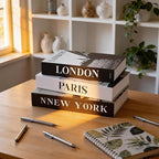 3 PCS Faux Decorative Books for Home Decor-Coffee Table Books Decor-Aesthetic Fake/Faux Books for Decoration,libros Decoration for Coffee Table, Shelf Accessories (3-Paris London Newyork kiss)