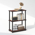 Furinno Turn-N-Tube Book Shelf, 3-Tier Bookshelf, Bookcase with Multipurpose Compact Display Rack, 11.6 x 23.6 x 29.6, for Living Room, Bedroom, Home Office, Dark Cherry