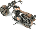 TRANSGOOD Handmade Motorcycle Model with Rolling Wheels, 9" Vintage Steampunk Bike Sculpture, Heavy-Duty Iron Desk Decor, Unique Biker Gift for Dad Husband, Industrial Man Cave Office Home Art