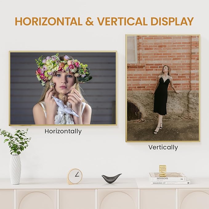 18x26 Aluminum Metal Picture Frame,Tempered Glass Gold Photo Frame 18x26 for Family Photo,Posters,Art,Document to Wall Mount Horizontally or Vertically